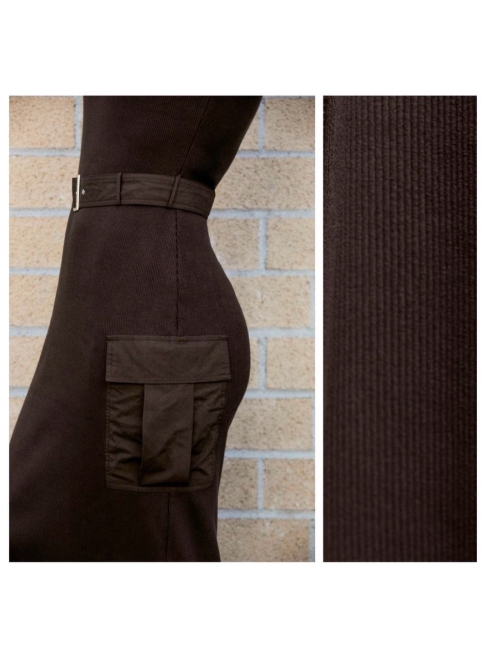 NWT Zara Belted Midi Dress in Chocolate Brown - Picture 3 of 4